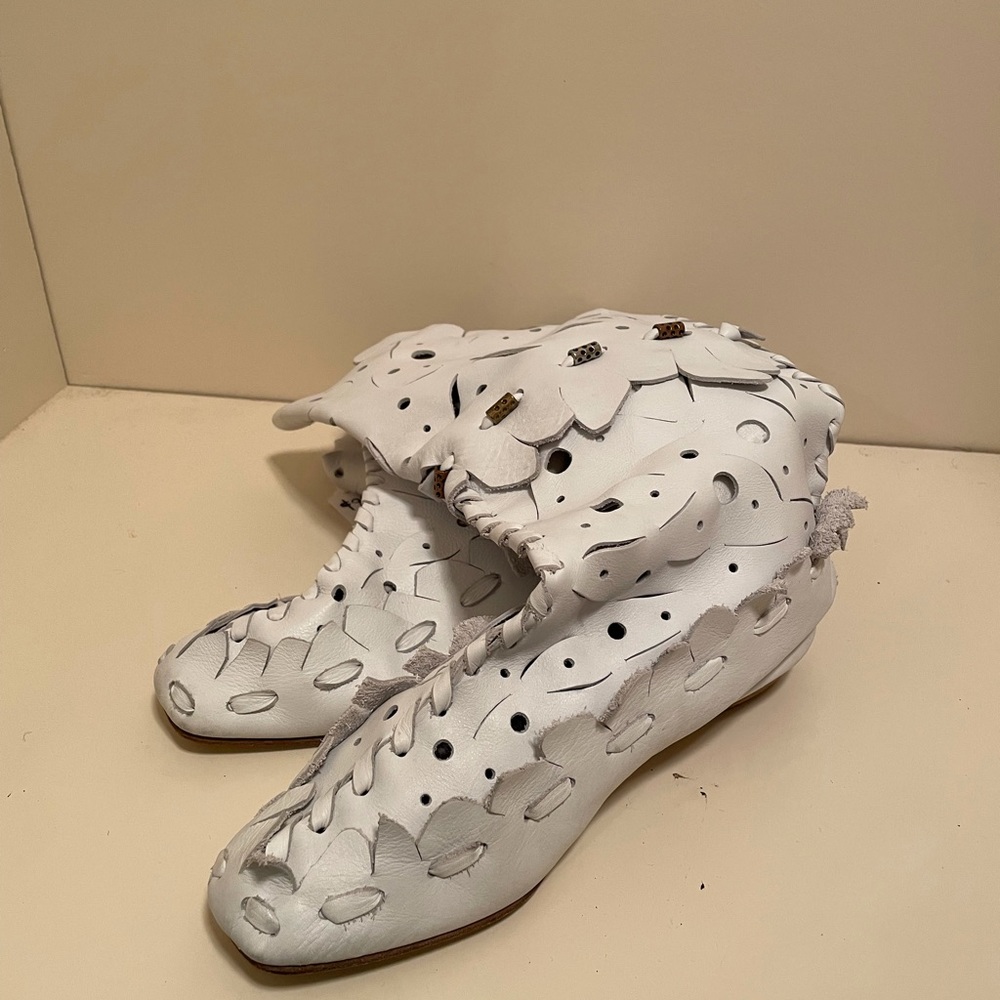 Vintage White Leather Boots Xavier Danaud Paris